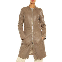 Leather coat ”Pure” Oakwood grey